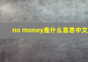 no money是什么意思中文